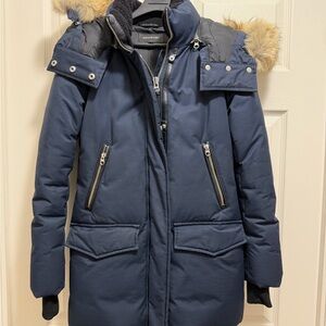 Mackage Navy Quilted Down Parka with Fur-Trim Hood